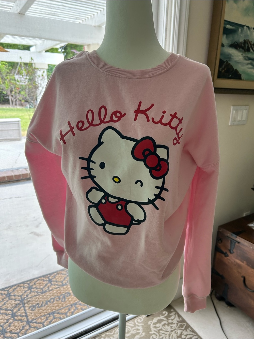 Hello Kitty Pink Coquette Girly w Graphic Sanrio Sweatshirt size small